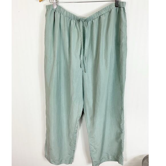 Soft Surroundings Womens Silk Pull On Pants Blue Drawstring XL Petite - Picture 1 of 5